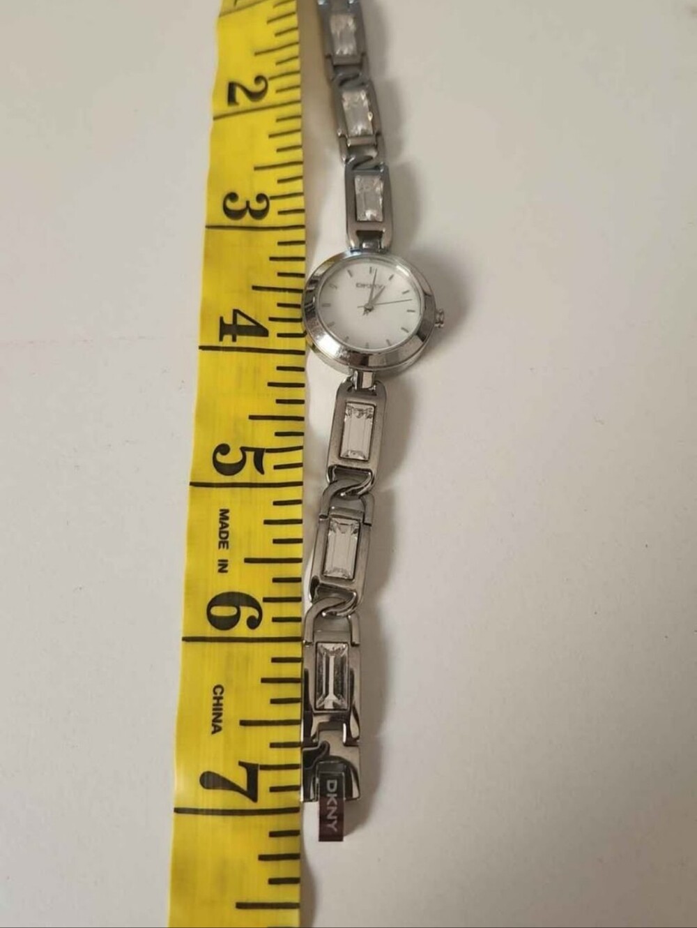 DKNY Silver Tone Women's Crystal Accent Bracelet Watch with Mother-of-Pearl Dial - Picture 8 of 8